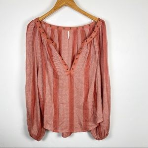 Free People Peasant Style Top with Grommets